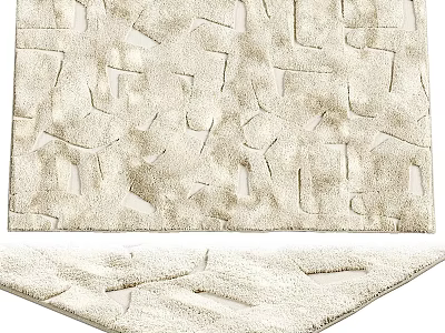 Square Beige Rug With Irregular Geometric Textured Surface For Modern Home Interior Decor 3d model