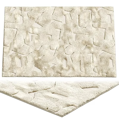 Square Beige Rug With Irregular Geometric Textured Surface For Modern Home Interior Decor 3d model