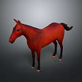 Detailed Red Horse Animal Painting In Standing Pose With Grey Background