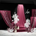 773KB Black Rose Red Contrast Cloth Mantle Wedding Photo Area Wedding 3d model