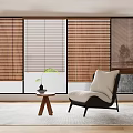 Elegant Modern Living Room Interior With Brown And White Wooden Window Blinds
