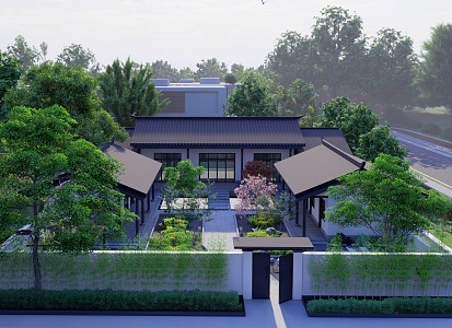 New Chinese-style Courtyard Homestay 3d model