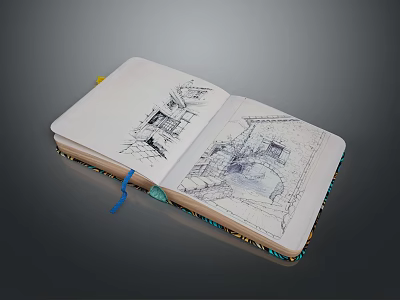 Electronic Appliance Design Sketches In Open Notebook With Technical Details 3d model