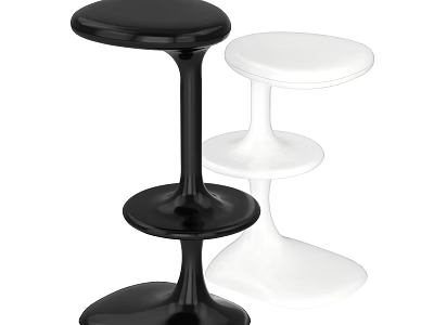 Modern Black And White Bar Stools With Sleek Layered Base Design 3d model