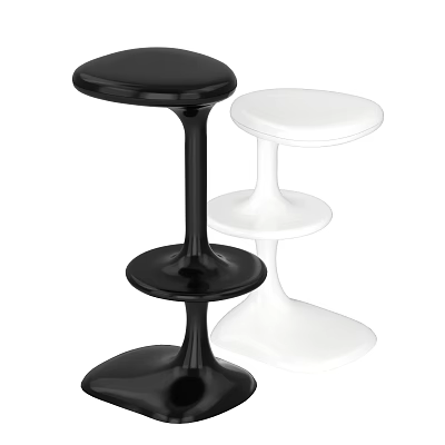 Modern Black And White Bar Stools With Sleek Layered Base Design 3d model