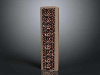 Vertical Modern Urban Building Facade With Intricate Geometric Patterns And Brown Black Accents 3d model