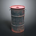Rusty Metal Barrel With Red And Black Finish And Sturdy Handles For Home Storage Use
