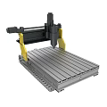 CNC Milling Machine with Metal Worktable Yellow Support Frame Black Spindle and Precision Machining
