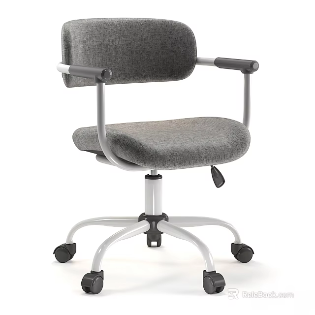 Modern Office Desk And Chair Set With Adjustable Grey Fabric Seat And Metal Frame 3d model 