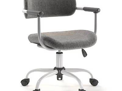 Modern Office Desk And Chair Set With Adjustable Grey Fabric Seat And Metal Frame 3d model