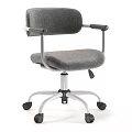 Modern Office Desk And Chair Set With Adjustable Grey Fabric Seat And Metal Frame
