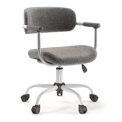 Modern Office Desk And Chair Set With Adjustable Grey Fabric Seat And Metal Frame 3d model