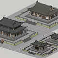 Traditional Chinese Ancient Architecture With Classic Roofs Multiple Buildings And Courtyard Layout