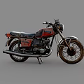Vintage Red And Black Motorcycle With Classic Retro Styling And Distressed Details