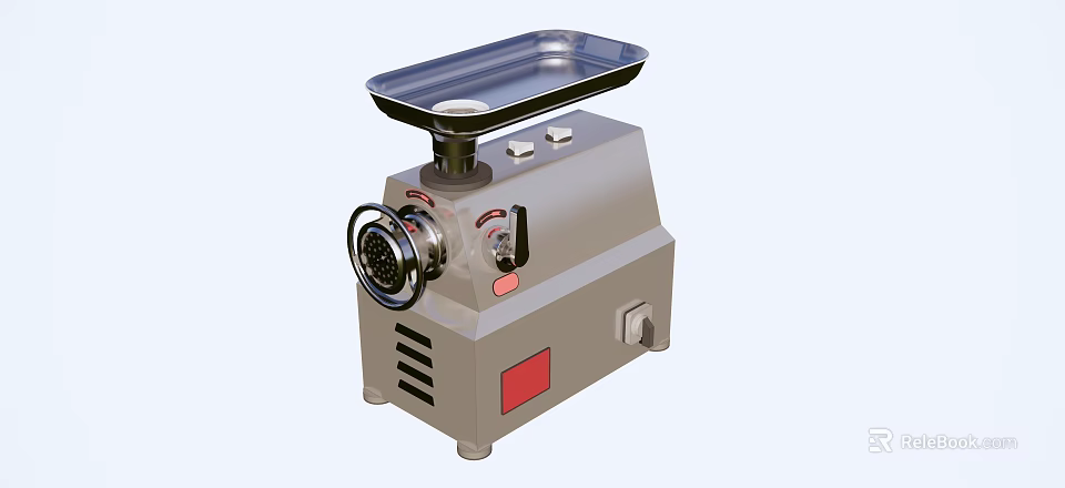 Sturdy Electric Meat Grinder With Stainless Steel Tray Grinding Head Control Knobs And Ventilation Slots 3d model 
