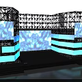 Futuristic Stage Design With Blue Lighting LED Screens And Steps