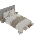 Modern Minimalist Double Bed With Upholstered Headboard And Multiple Color Options
