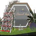 Hexagonal Photo Spot Hoeegaarden Eternal Love With Pink Flowers Greenery And Blue Sky Background