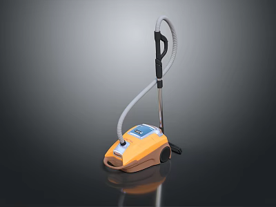 Orange And White Portable Vacuum Cleaner With Modern Design Handle And Hose 3d model