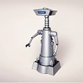 Silver Industrial Robot Featuring Screen Head Mechanical Arms And Stable Base 3d model