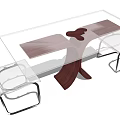 Modern Glass Top Table And Transparent Chairs Set With Wooden Legs Design