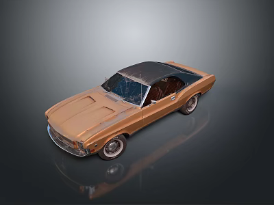 Vintage Bronze Classic Car With Black Hardtop And Shiny Exterior Design 3d model