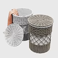 Woven Rattan Storage Baskets White Brown Lidded Design With Orange Towel For Home Decor Organizing