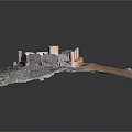 Ancient Circular Castle Ruins Featuring Stone Walls And Central Tower In Arid Landscape