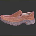 Orange Slip On Casual Shoes With Leather Upper And Grey Traction Sole