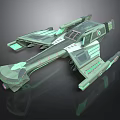 Futuristic Sci-Fi Spaceship With Sleek Aerodynamic Design And Glowing Green Accents