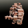 Red Brick Floor Tiles Stacked in Multiple Piles for Construction Materials 3d model
