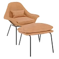 Modern Leather Lounge Chair With Cushion Metal Legs And Ottoman By West Elm