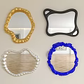 Decorative Irregular Mirrors With Gold Black Silver Blue Frames And Wavy Edges 3d model