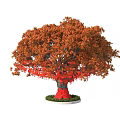 Beautiful Arbor with Orange Red Foliage and Red Decorative Ribbons on Green Grass Base