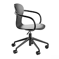 Modern Gray Leisure Chair With Armrests Black Frame And Rolling Wheels