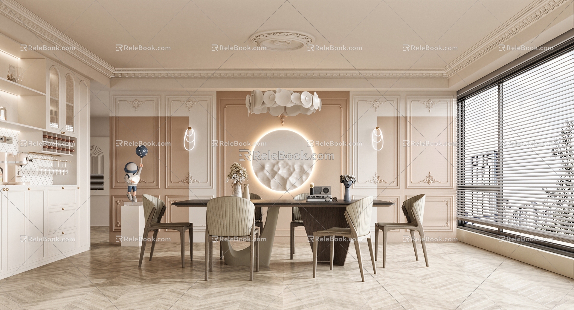 French Restaurant Cream Restaurant 3d model