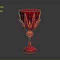 Stylish Red Glass Cup With Intricate Carved Patterns And Elegant Base