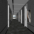 Modern Hotel Away Hotel Corridor Entrance Away Hotel Front Lobby View Sick Guest Room Door 3d model