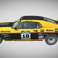 Yellow And Black Race Car With Sponsor Stickers And Classic Racing Design
