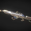 Ornate Decorative Weapon Rifle With Gold Silver Accents And Carved Wooden Grip