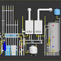 Commercial Industrial Equipment Setup With Piping System Control Panels And Storage Tanks