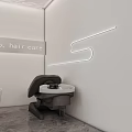 Modern Hair Salon Interior With Stylish Shampoo Stations And Hair Care Services