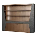 Modern Wooden Entryway Cabinet Sideboard with Open Shelves and Closed Drawers Brown Gray Panel Design