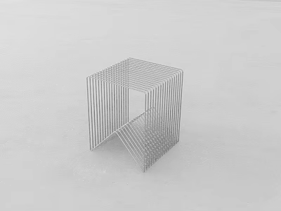 Modern Geometric Single Chair With Metal Strip Wireframe Cube Structure 3d model
