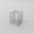 Modern Geometric Single Chair With Metal Strip Wireframe Cube Structure 3d model