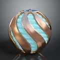 Futuristic Spherical Sci Fi Device With Metallic Gold Stripes And Blue Glowing Core