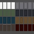 Assorted Colored Cabinet Doors Featuring Diverse Panel Styles And Finishes