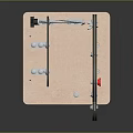 Wooden Mechanical Equipment with Red Button Triangular Frame and Sturdy Base