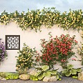 Vine Modern Vine Plant Rose Wall Green Plant Chinese Rose Climbing Vine Green Plant Wall 3d model