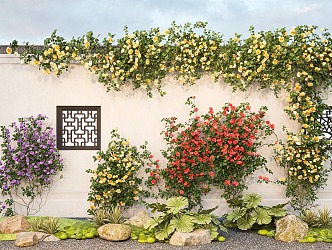 Vine Modern Vine Plant Rose Wall Green Plant Chinese Rose Climbing Vine Green Plant Wall 3d model